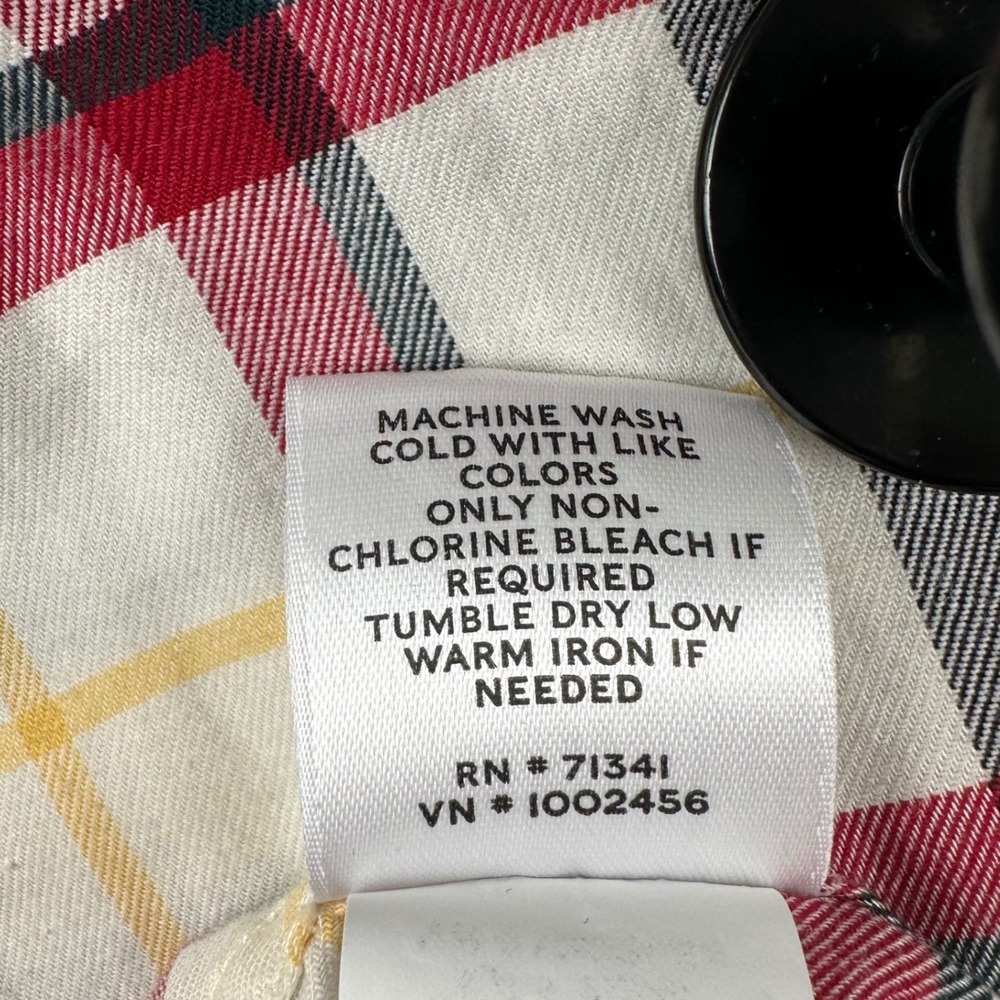 LL Bean Signature Button Down Shirt Mens XL Slimmest Fit Plaid Red Green White - Picture 9 of 12